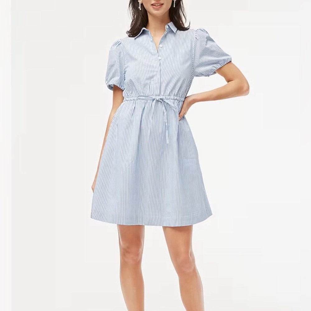 J. Crew Factory Blue and White Striped Mini Dress